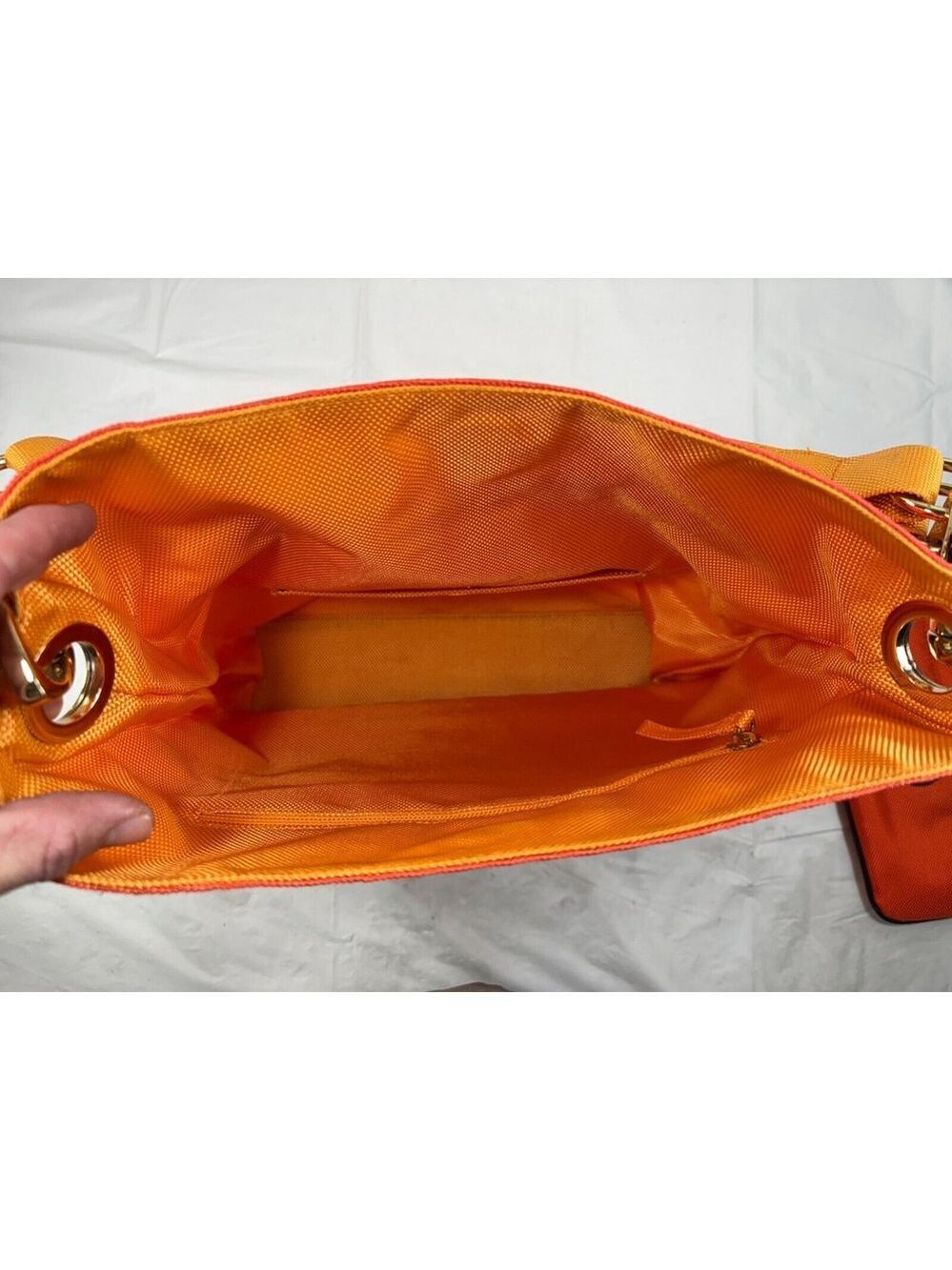 SR Squared Sondra Roberts Large Reversible Tote orange with Wristlet pouch - Picture 9 of 15